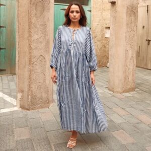 House of Sundar Tara Midi Dress Sky Lines